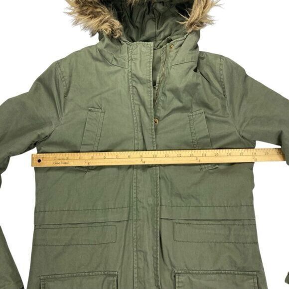 Miss London Jacket Womens S Green Utility Cinch Waist Lined Pockets Preppy Coat - Picture 11 of 16